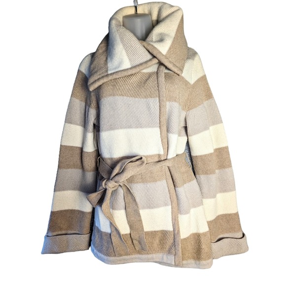 Banana Republic Jackets & Blazers - Banana Republic M Cashmere Merino Wool Italian Yarn Knit Striped Belted Cardigan